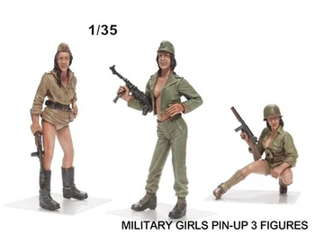 1/35 modernus 3 Mergaitės Pin-Up naujas žaislas Derva Modelis Miniatiūriniai dervos pav Unassembly Unpainted