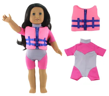 1 Nustatykite, maudymosi Kostiumėliai, maudymosi kostiumėlį /gelbėjimosi liemenė Drabužius 18 colių Amerikos Lėlės Kartos Lėlės Drabužiai Lėlės priedai