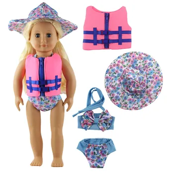 1 Nustatykite, maudymosi Kostiumėliai, maudymosi kostiumėlį /gelbėjimosi liemenė Drabužius 18 colių Amerikos Lėlės Kartos Lėlės Drabužiai Lėlės priedai
