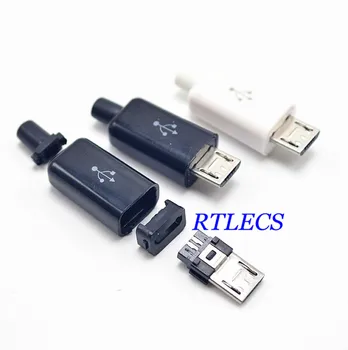 10 rinkiniai Micro USB Jungtis B Male Plug 5 pin Laido Prilituojame Asamblėjos USB 2.0 Jungtis
