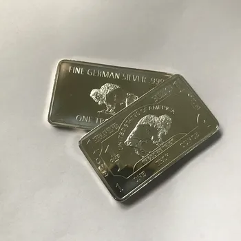 100 vnt nemagnetiniai Buffalo bar 1 OZ sidabro padengtą Geltonas akmuo parkas gyvūnų luito ženklelis 50 mm x 28 mm, kolekcines, barai