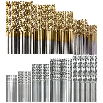 100 Vnt/Set Padengtas Titano Twist Drill Bit Greitapjovio Plieno Skylę Atidarytuvas, Medienos Apdirbimo Įrankiai, Metalo Plastiko Elektrinis Grąžtas