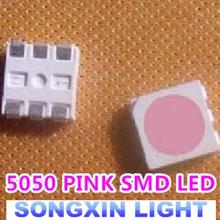 1000pcs/daug SMD 5050 rožinė smd LED Diodų 5050 smd smt rožinė led PLCC-6 3-LUSTŲ 5.0*5.0 MM 60Ma-0.2 W Super Šviesus geriausios Kokybės Naujas
