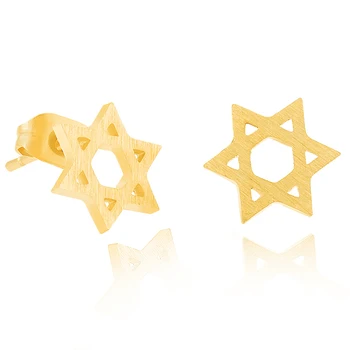 10Pair Dropship Žydų Papuošalai Magen Žvaigždė Davidas Stud Auskarai Aukso spalvos Izraelio Paprasta, Juvelyriniai dirbiniai Didmeninė Hexagram