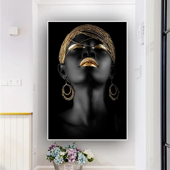 110*150cm didelio dydžio Afrikos Meno Moters Portreto Tapyba ant Drobės Juoda Skandinavijos Sienos Meno Plakatas Namų Puošybai be Rėmelio