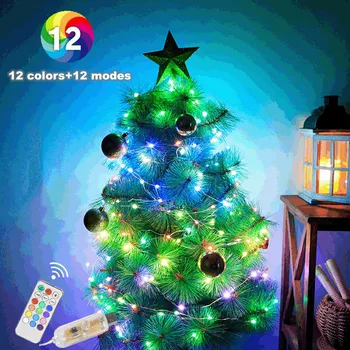 12Colors LED Styginių Šviesos 10M USB Powered Pasakų Žibintai Girliandą Lempos Miegamasis Šalis Atostogų Apšvietimo Kalėdinė Dekoracija Namuose
