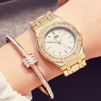 2018 m., visiškai Naujas, Nerūdijančio Plieno, Grandinės Mados Aukso Žiūrėti Moterų Laikrodžiai Kvarciniai Laikrodžiai relogio feminino Laikrodžiai moterims