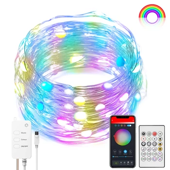 2020 Kalėdų LED Styginių Šviesos RGB Fairy Light USB WIFI Bluetooth Nuotolinio Valdymo Alexa / 