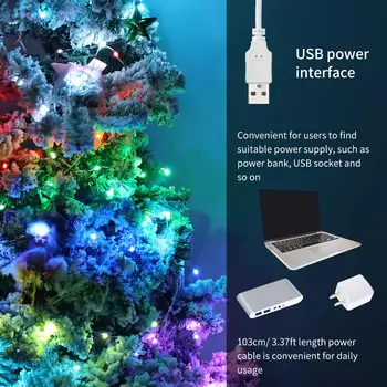 2020 Kalėdų LED Styginių Šviesos RGB Fairy Light USB WIFI Bluetooth Nuotolinio Valdymo Alexa / 