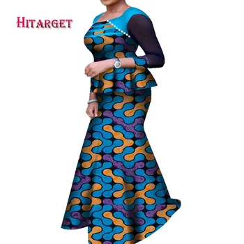 2020 m. Afrikos moterų suknelė Madinga suknelė Tradiciniai spausdinti suknelė moterims Šalis suknelė, Viršus + Sijonas 2 vnt wy7657