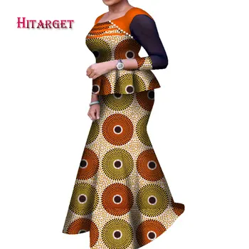 2020 m. Afrikos moterų suknelė Madinga suknelė Tradiciniai spausdinti suknelė moterims Šalis suknelė, Viršus + Sijonas 2 vnt wy7657