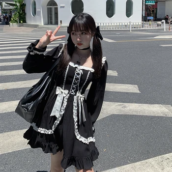 2020 m. Nauja Japonų Gothic Lolita Tvarstis Suknelė Mergina Derliaus Dizaineris Mini Suknelė Japonija Stiliaus Kawaii Drabužių Patenka Suknelės Moterims