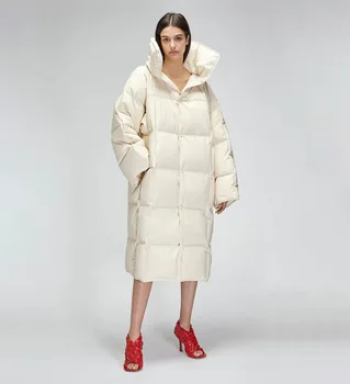 2020 m. Naujas Šiltas, Ilgas, Žemyn Parkas Žiemos Negabaritinių Viršutiniai drabužiai Balta Antis Žemyn Striukė Moterims Vieną Krūtinėmis Puffer Coat Moterų SLN7