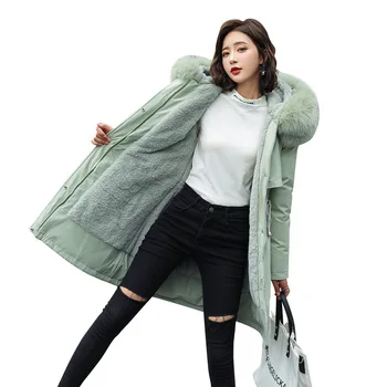 2020 m. rudens žiemos moteriški burbulas paltai striukės gobtuvu kailių apykaklės, šilto vėjo parkas 
