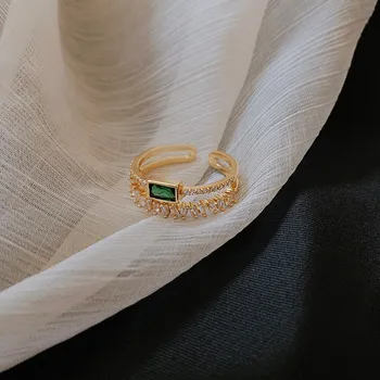 2020 Naujas Mados Švieži Dvigubai Atidarymo Žiedų Sutartis Geometrinis Blizga Kristalų Šalies Vyresniųjų Moterų Aukščio, Žiedai, Papuošalai