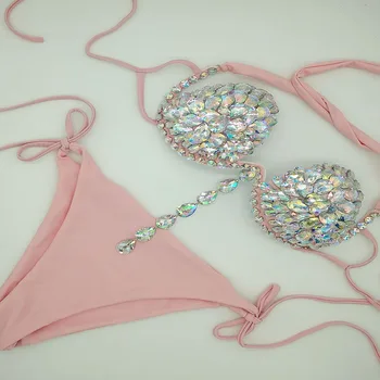 2020 venera atostogų kalnų krištolas bikini komplektas bling akmenys, maudymosi kostiumėliai, diamond seksualių moterų maudymosi kostiumas, paplūdimio biquini