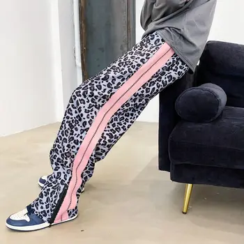 2020 Vyrų Madinga Leopardas Spausdinti Atsitiktinis Kelnės Hip-Hop Atrišti Kaspino Tiesiai Haremo Kelnės Kelnės Streetwear Jogger Sweatpants