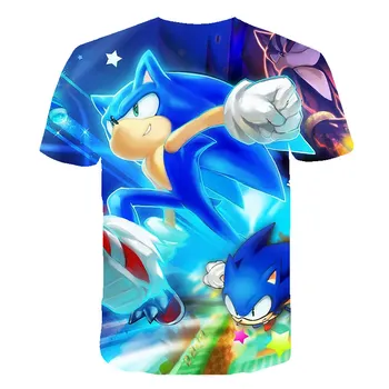 2021 ETST WENDY Vaikų raudona Berniukas Sonic the Hedgehog Animacinių filmų Marškinėliai 3d Atspausdintas t-shirt Atsitiktinis Viršūnes Mielas, Vaikams, Drabužiai, 4-14T