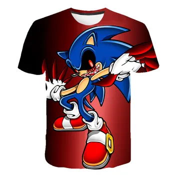 2021 ETST WENDY Vaikų raudona Berniukas Sonic the Hedgehog Animacinių filmų Marškinėliai 3d Atspausdintas t-shirt Atsitiktinis Viršūnes Mielas, Vaikams, Drabužiai, 4-14T