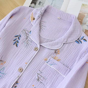 2021 naują pavasario ir rudens ponios pižama medvilnės ilgomis rankovėmis namuose dėvėti violetinės levandos paprasta pižama nustatyti moterų plius dydis