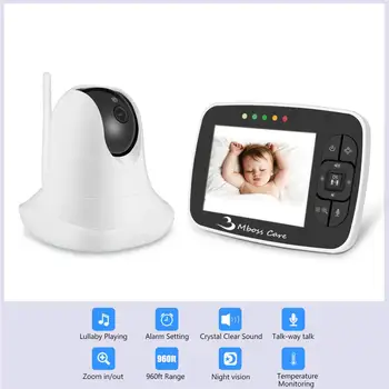 3.5 Colių LCD Ekranas, Video Baby Monitor su Nuotolinio valdymo vaizdo Kamera Pan Tilt-Zoom Temperatūros Ekranas Lopšinė Dviejų krypčių Garso 355° Sukimas