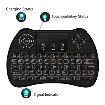 3 Spalvų Apšvietimu I8 Mini Wireless Keyboard 2,4 ghz lietuvių rusų 3 Spalva Oro Pelė Su Touchpad Nuotolinio Valdymo Android TV Box