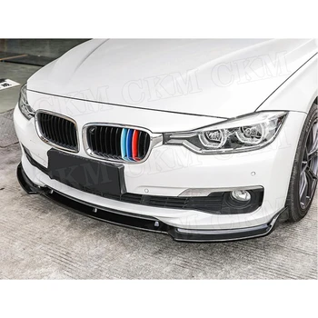 3 VNT/Set ABS Juoda Priekiniai Lūpų Spoileris BMW 3 Series F30 F35 Standartinis Bamperis 2012-2018 Anglies Ieškoti Galva Bamperis spaudėmis.