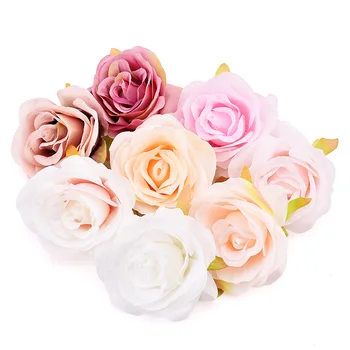 30pcs 8cm Balta Rožė Dirbtinio Šilko Gėlių Galvų 