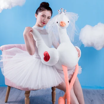 35-70CM Swan Pliušiniai Žaislai Mielas Flamingo Lėlės Įdaryti Minkštas Gyvūnų Lėlės Gulbė Princesė su Karūna Kūdikių Vaikams Nuraminti Žaislas Dovana Mergaitė