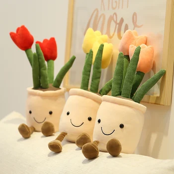 35cm Tikroviška Tulpių Sultingi Augalai Pliušinis Įdaryti Apdailos Žaislas Minkštas Dekoro Lėlės Vazoninių Gėlių Pagalvę Mergaitėms Dovanų