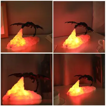 3D Atspausdintas LED Ugnies Drakonas Lempos Naktį Šviesos Įkrovimo Kempingas Šviesos, Miegamojo Vaikas Kambario Miegamajame, Minkštas Nuotaika Q3V3