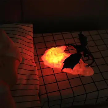 3D Atspausdintas LED Ugnies Drakonas Lempos Naktį Šviesos Įkrovimo Kempingas Šviesos, Miegamojo Vaikas Kambario Miegamajame, Minkštas Nuotaika Q3V3