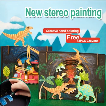 3D dinozaurai piešimo žaislų rinkinys Dažymo vaikų žaislai darželio švietimo 