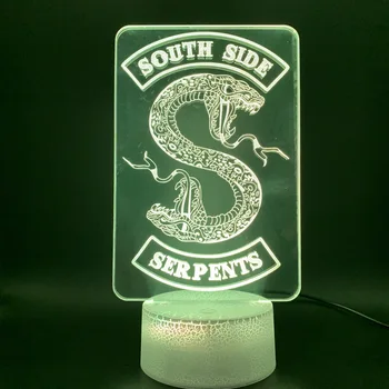 3D Iliuzija Lempos Riverdale Dovana Gyvatė Logotipas Namų Puošybai naktinė lempa stalinė Lempa Pietų Gyvatės Ženklas Vaikai Led Šviesos Naktį