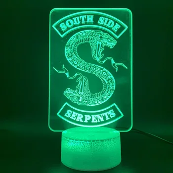3D Iliuzija Lempos Riverdale Dovana Gyvatė Logotipas Namų Puošybai naktinė lempa stalinė Lempa Pietų Gyvatės Ženklas Vaikai Led Šviesos Naktį