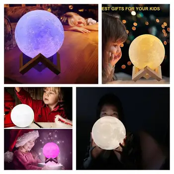 3D Spausdinimo Mėnulio šviesos Namų Dekoro Vaikas Vaikui Dovana Naujovė LED Mėnulio Naktį Mėnulio Šviesos Lempa 16 Spalvas Pakeisti Nuotolinio Valdymo Miegamasis