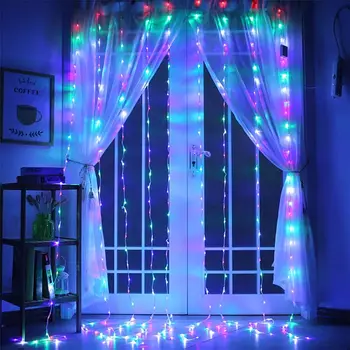 3m LED pasakų žibintai girliandą užuolaidų lempos Nuotolinio valdymo pultas USB string žibintai, naujieji Metai, Kalėdiniai papuošalai, namų miegamojo lango