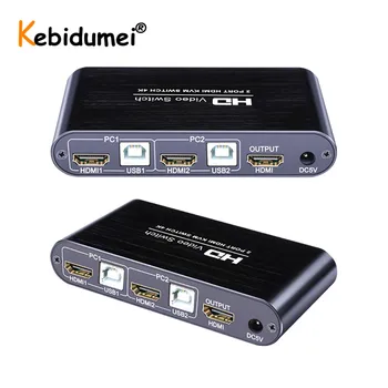 4K KVM Switch 2In 1Out USB HDMI suderinamus KVM Switcher Splitter Paramos Remote Wake-Up Klaviatūrą, Pelę, Spausdintuvą, Monitorių