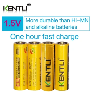 4pcs/daug KENTLI 1,5 V AA 2400mWh Ličio Li-ion Li-polimero Įkraunamų baterijų Įkrovimas
