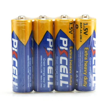 4Pcs PKCELL AA Baterijos 1,5 V R6P UM3 Papildomų Sunkiųjų Cinko Anglies Krūvą AA Baterijos