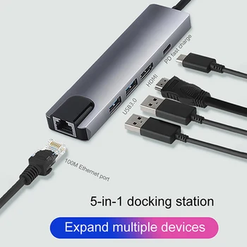 5 In 1, USB, C HUB 3.0 C Tipo 5 Port Multi Splitter Adapteris, Skirtas 
