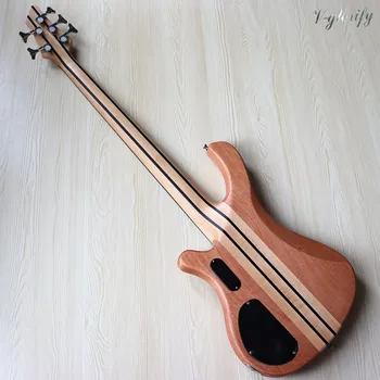 5 string zebrawood viršuje aktyvus kaklo, per profesinės elektrinė bosinė gitara 43 colių kietasis okoumé medienos kūno bosinė gitara