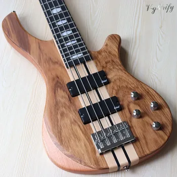 5 string zebrawood viršuje aktyvus kaklo, per profesinės elektrinė bosinė gitara 43 colių kietasis okoumé medienos kūno bosinė gitara