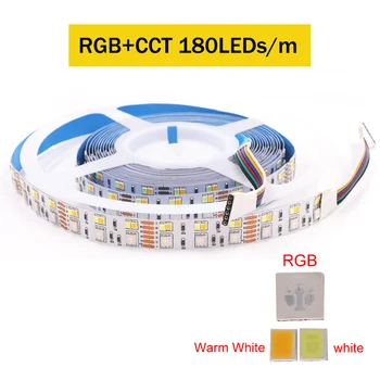 5M RGB+BMT LED Šviesos Juostelės 12V 24V 5050 2835 RGBW RGBWW Lanksti LED Juostelė 60 90 180Leds/m Vandeniui LED Juostele Virvę Apdaila