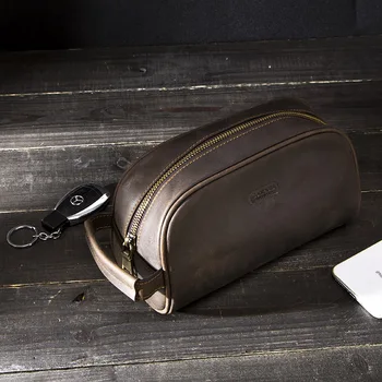 ADRESATO kosmetikos krepšys mažų vyrų crazy horse odos vintage tualetinių reikmenų atveju juoda kelionės krepšys nešiojamiesiems sudaro skalbinių krepšiai vyras