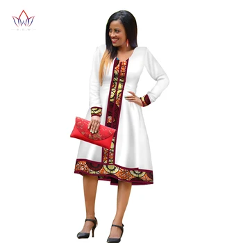 Afrikos Maxi Suknelės Moterims, elegantiškas Medvilnės Spausdinti Tradicinių Afrikos Stiliaus Apranga Moterims ilgomis Rankovėmis Bažnyčios Suknelė WY2992