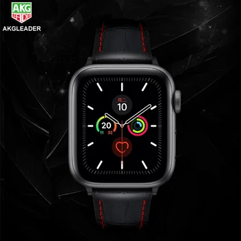 AKGLEADER Naujausias natūralios Odos juosta, diržu, apple watch 6 smart žiūrėti iwatch 1 2 3 4 5 42mm watchbands plieno sagtis dirželis