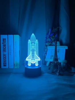 Akrilo 3d Iliuzija Led Nakties Šviesos Raketų Modelis Spalva Keičiasi Palieskite Jutiklio naktinė lempa Vaikams, Vaiku, Miegamojo Puošimas Stalo Lempa