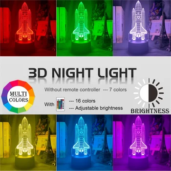 Akrilo 3d Iliuzija Led Nakties Šviesos Raketų Modelis Spalva Keičiasi Palieskite Jutiklio naktinė lempa Vaikams, Vaiku, Miegamojo Puošimas Stalo Lempa
