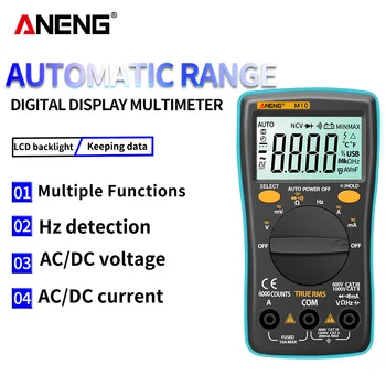 ANENG M10 Skaitmeninis Multimetras 6000 Skaičiuoja Multimetro Multitester Profissional Tranzistorius Testeris Analogico AC/DC Srovės Matuoklis